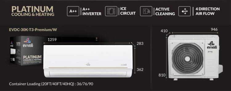 کولر گازی ایوولی اینورتر دار پریمیوم EVDC-۳۰K-T۳-Premium/W ظرفیت ۳۰۰۰۰